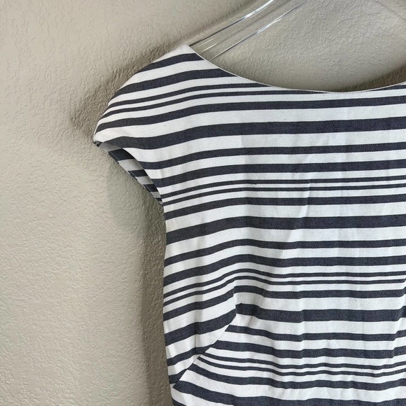 Slate and Willow Womens Dress 0 Striped‎ Open Bow Back Cap Sleeve Black White - Picture 4 of 15